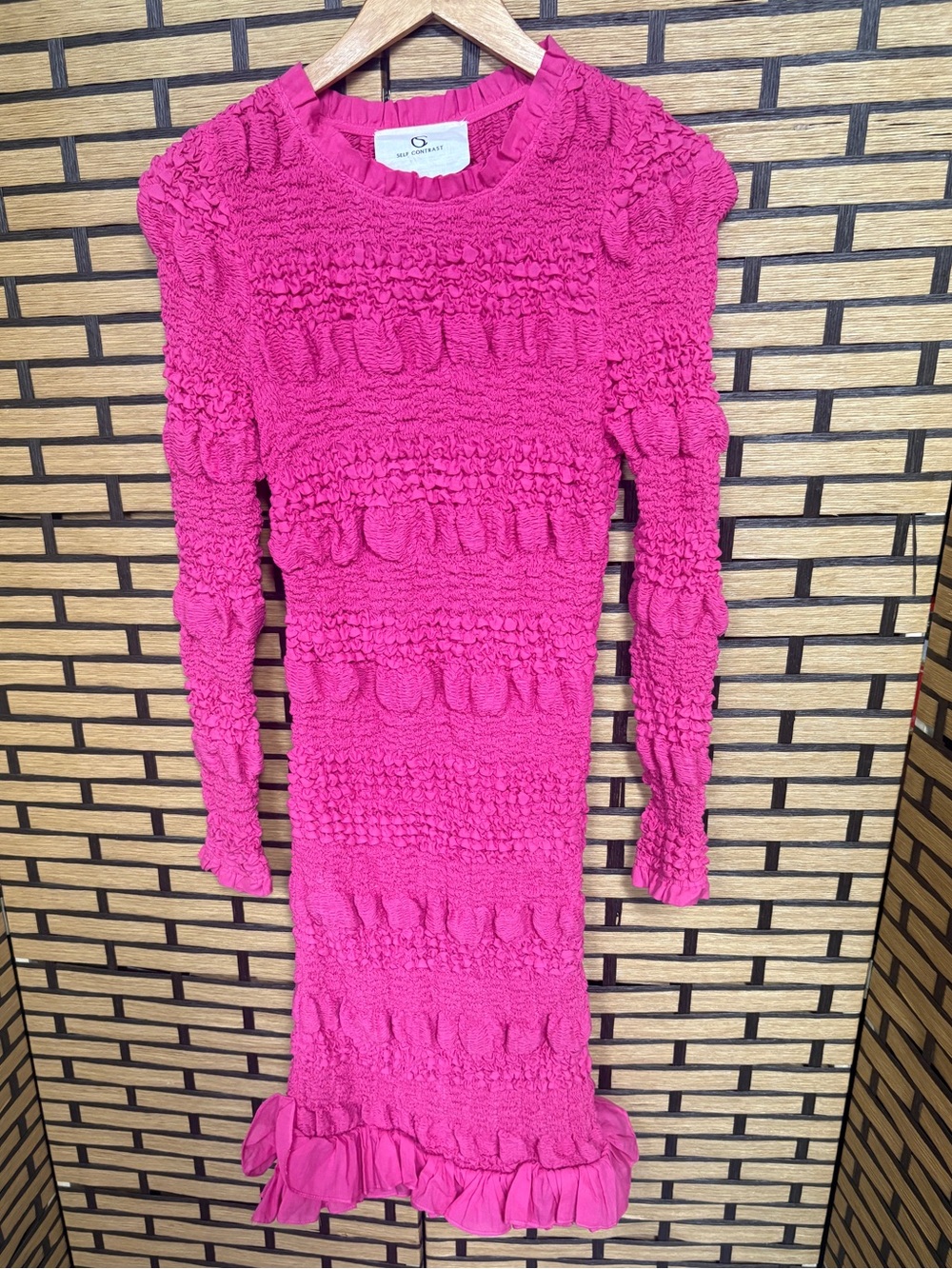 Self Contrast Pink Midi Dress
